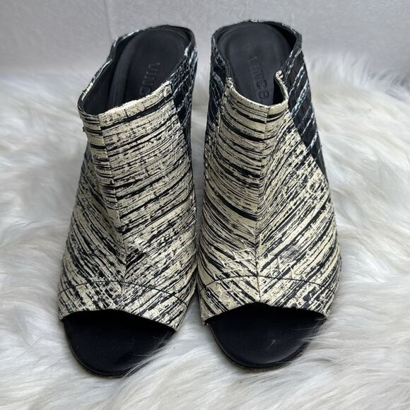 Vince Karin Colorblock Snakeskin Peep Toe Wedge Slides 9.5 - Picture 2 of 7